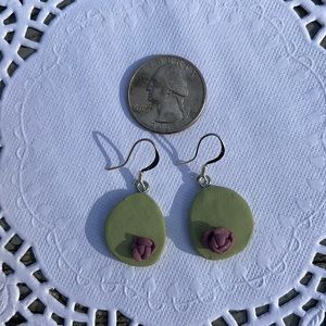 Handmade Clay Lily pads with purple flowers